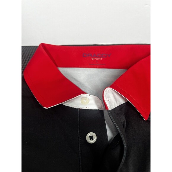 B Draddy Polo Shirt Mens Large Black Sport Performance Collared Golf SS Red - Picture 3 of 7